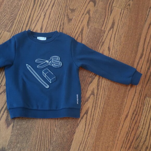 Jacadi Boys Navy fleece lined sweatshirt, size 4 - Picture 2 of 8